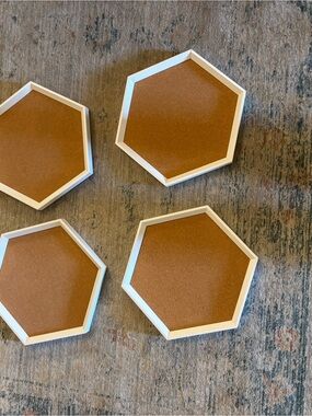 Target White Framed Hexagon Cork Wall Hooks - Brown Cork Set of 4